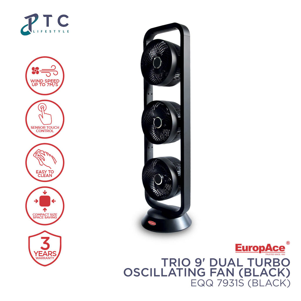 EUROPACE Fan- Oscillation Trio 9" - EQQ 7931S Black