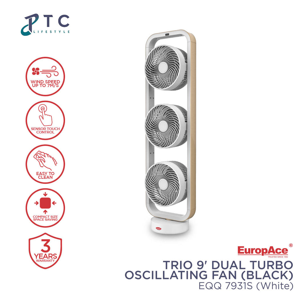 EUROPACE FAN- OSCILLATION TRIO 9" - EQQ 7931S WHITE