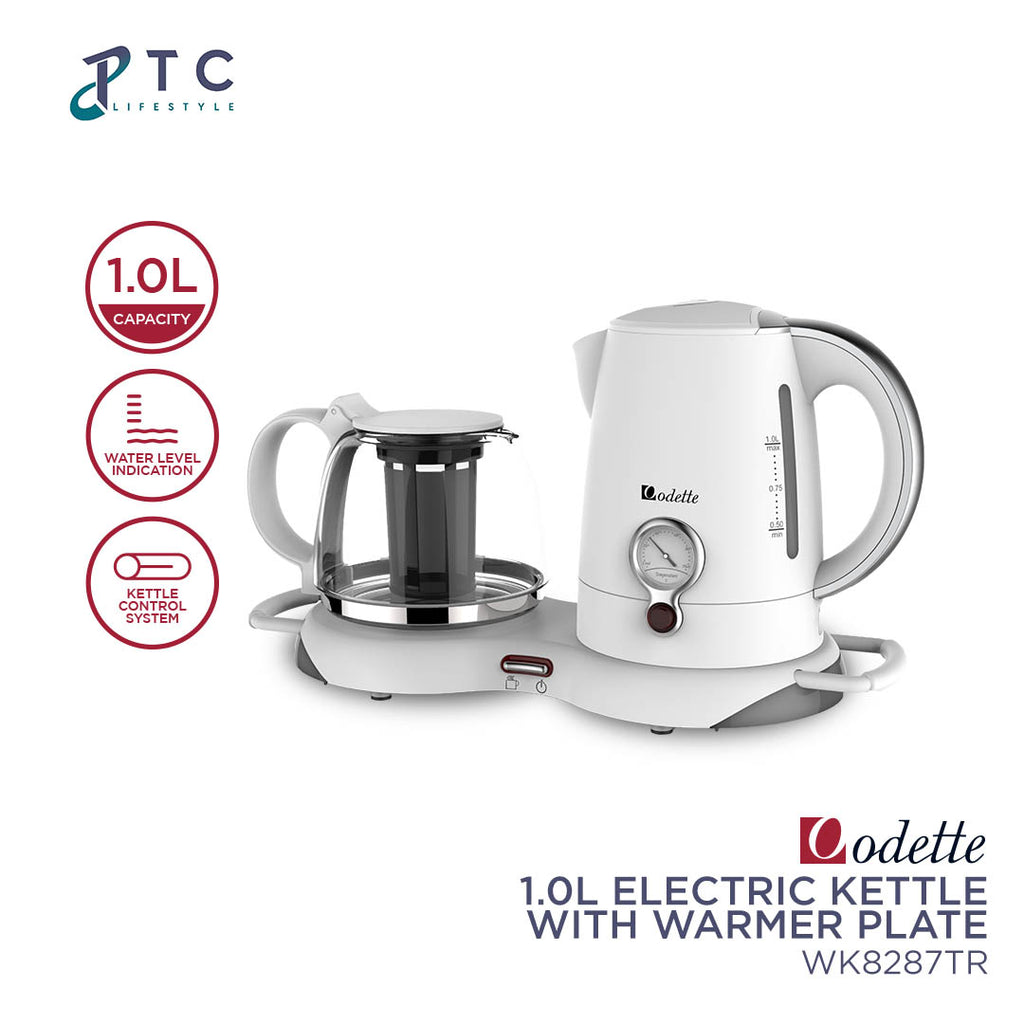 ODETTE Electric Kettle 1.0L  with Warmer plate