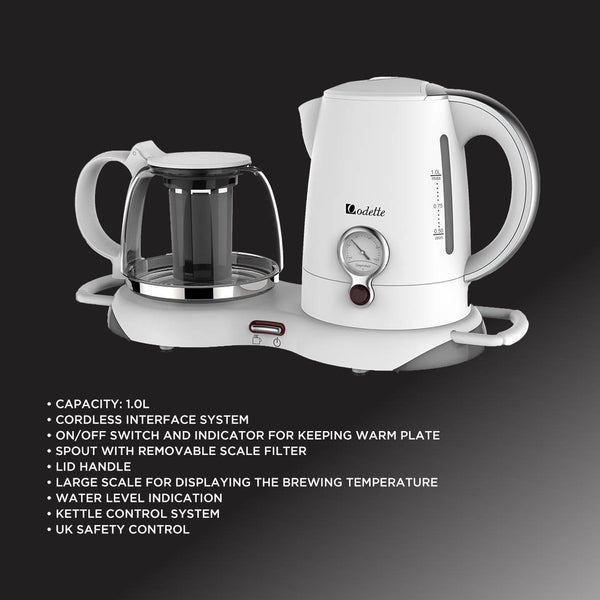 ODETTE Electric Kettle 1.0L  with Warmer plate