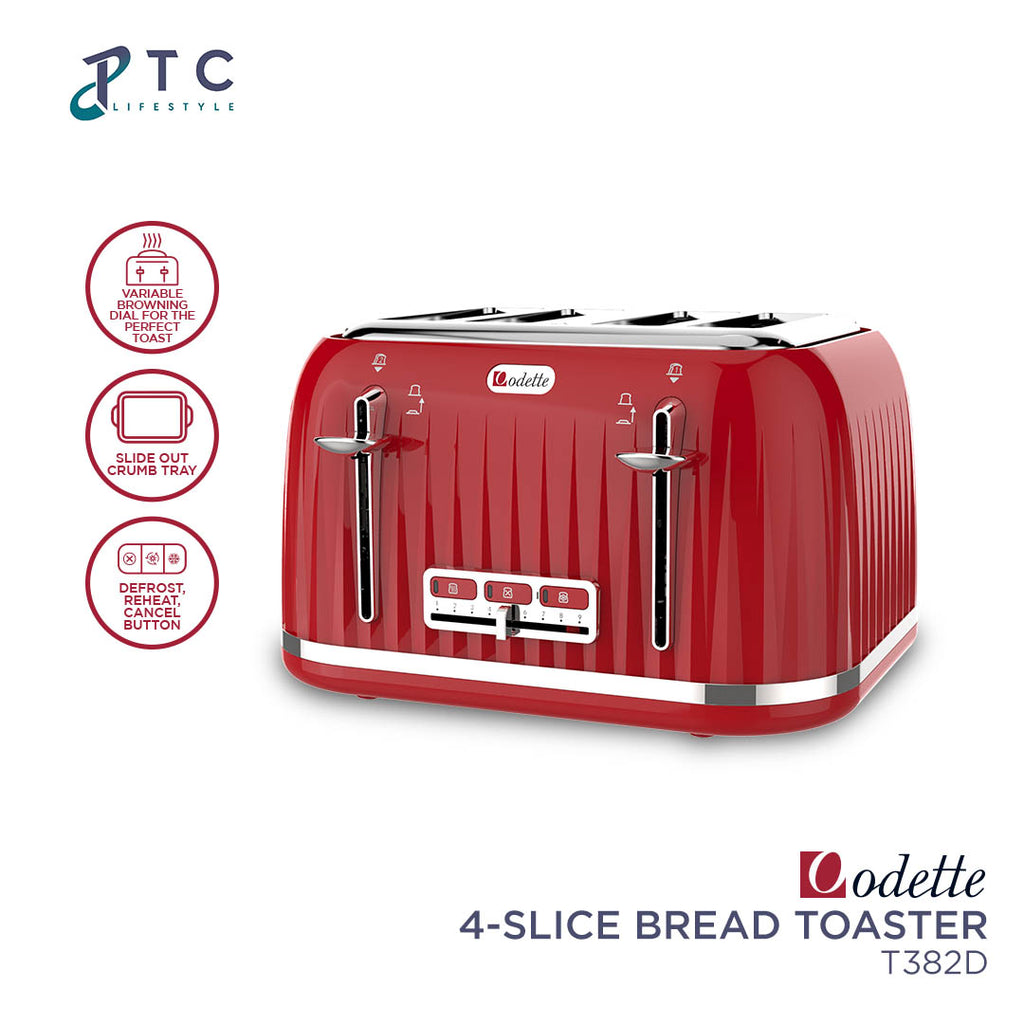 ODETTE 4 Slice Bread Toaster - T382D Red